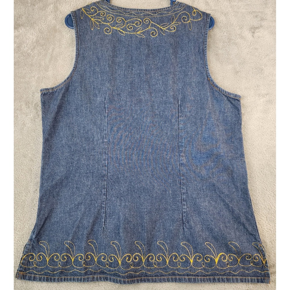 MetroStyle 2 Piece Set Womens Size 16 Top Pants Blue Denim Floral 90s Vintage - Picture 9 of 12